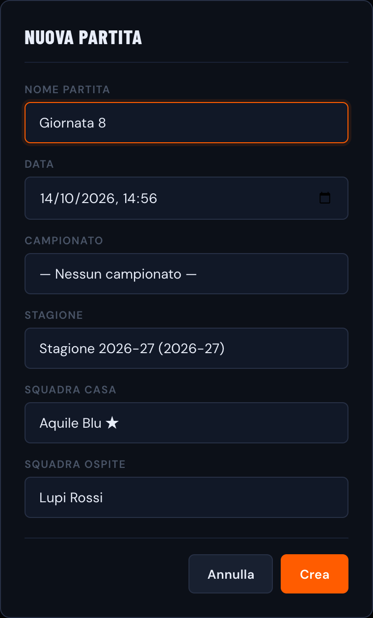Modulo nuova partita