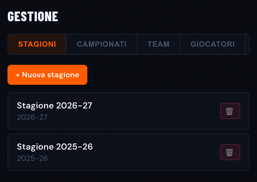 Gestione stagioni