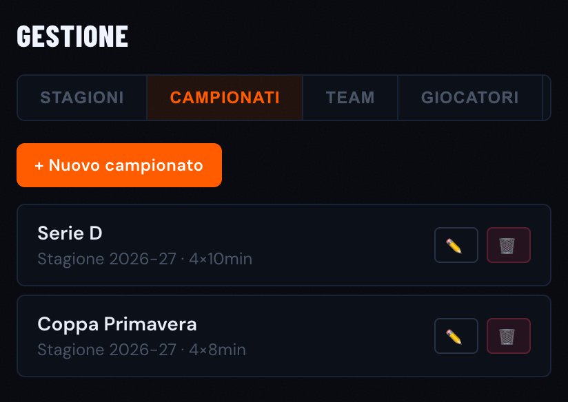 Gestione campionati
